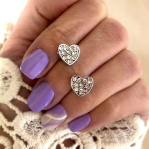 Aro corazón con strass (par)