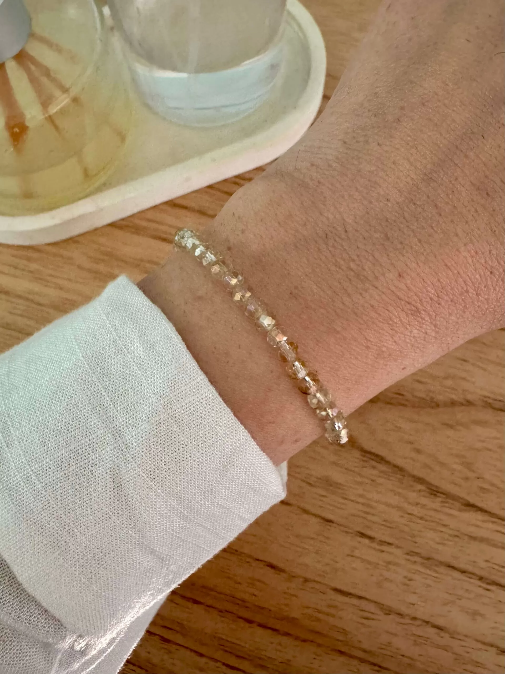Pulsera cristales champagne