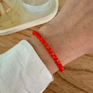 Pulsera cristales rojos anaranjados