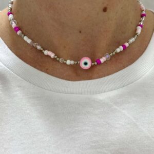 Collar rosa con ojito protector 40 cm.