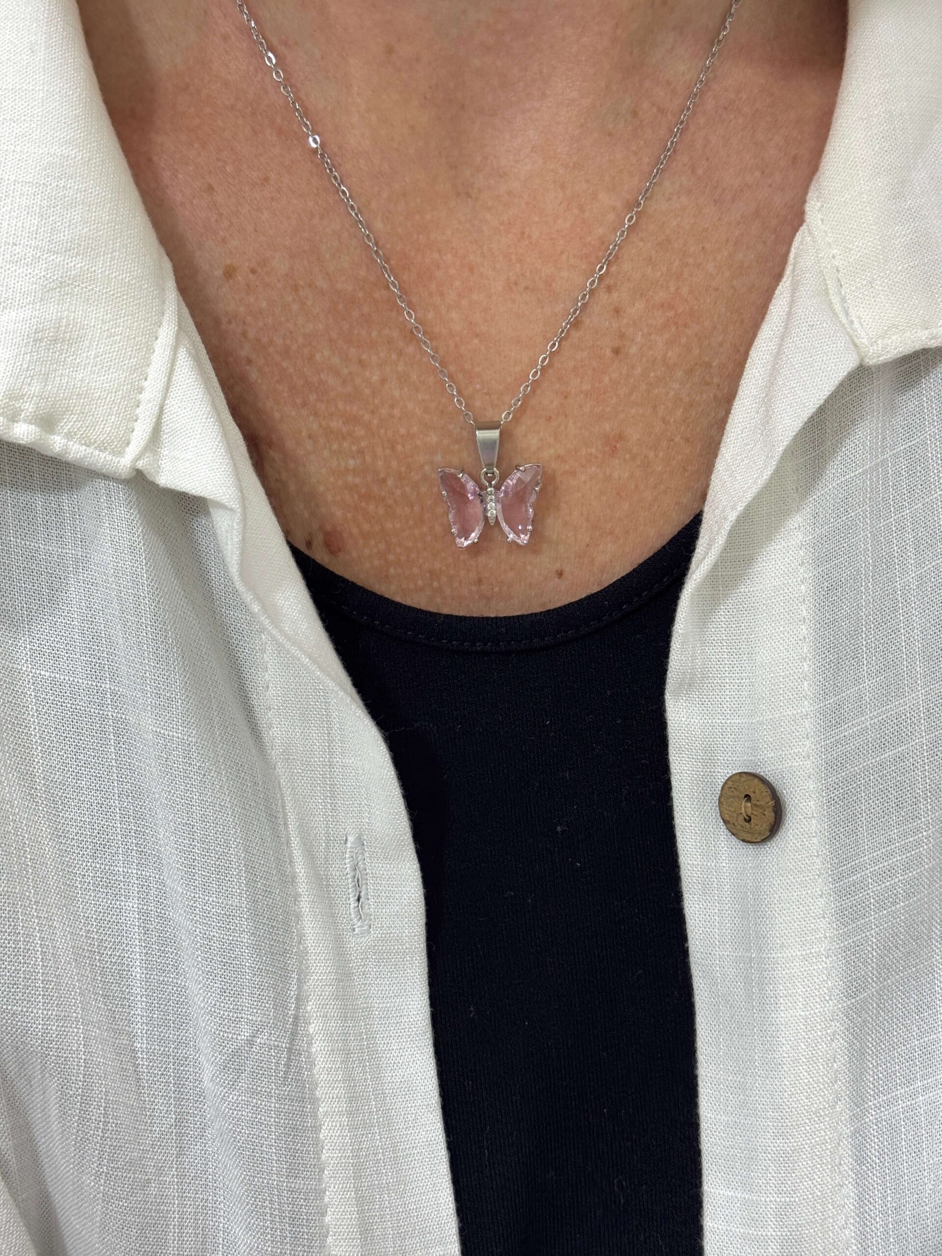 Collar mariposa cubic rosa 45 cm. - Imagen 3