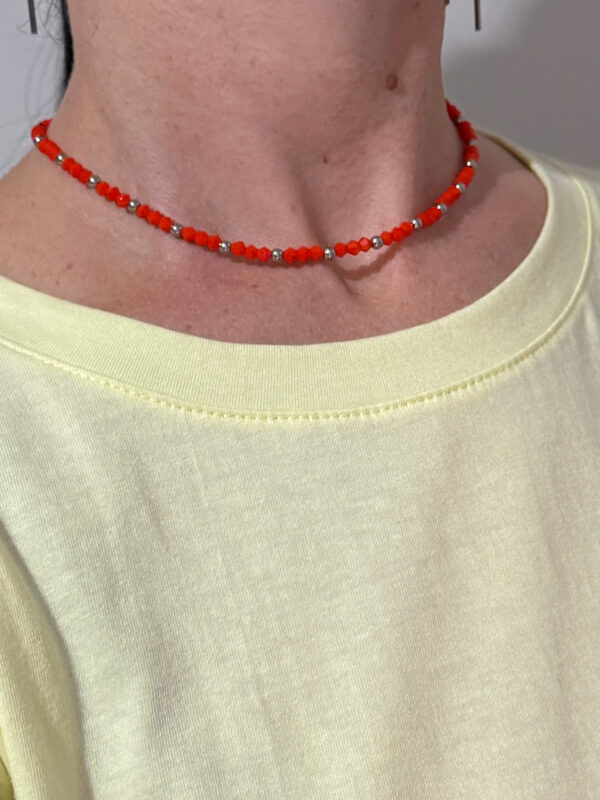 Collar cristales rojo anaranjado 40 cm. - Imagen 2