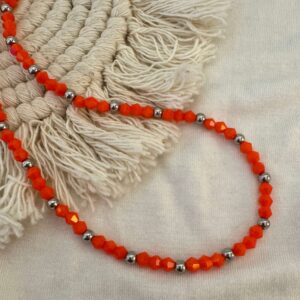 Collar cristales rojo anaranjado 40 cm.