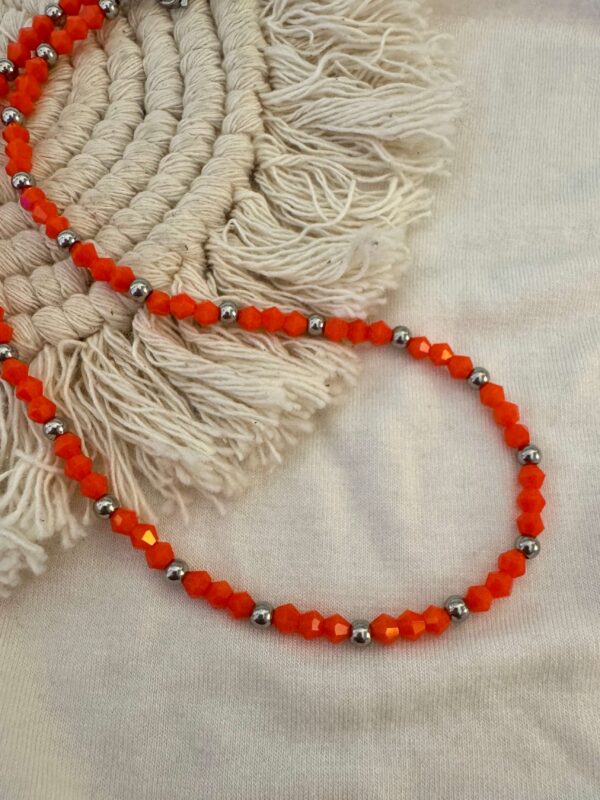 Collar cristales rojo anaranjado 40 cm.